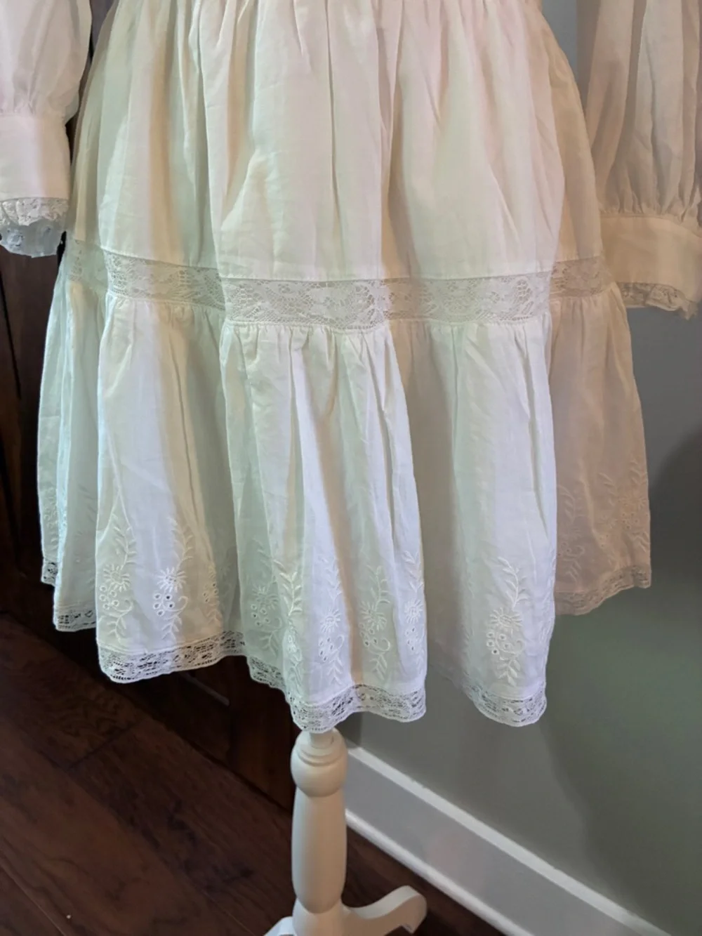 LoveShackFancy x Target Talulah in White Pintuck Yoke Lace Trim Dress XS - Picture 6 of 9